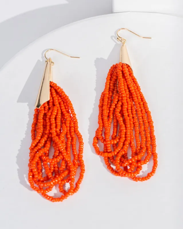 Orange Beaded Loops Hook Earrings sold by Collete Hayman