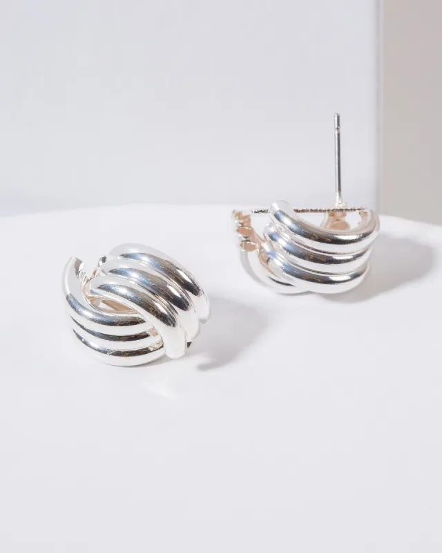 Silver Triple Braid Stud Earrings sold by Collete Hayman
