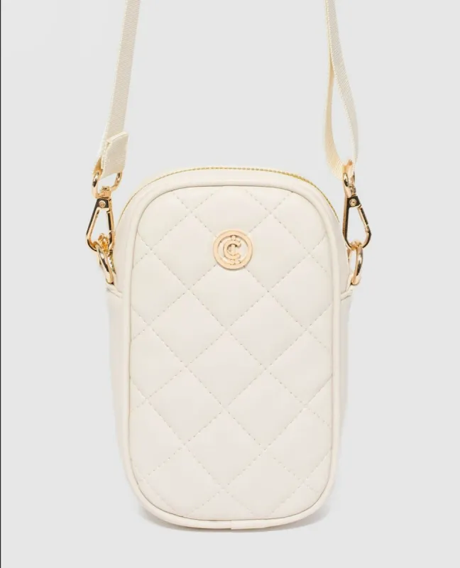 Ivory Rubee Quilted Crossbody Phone Bag sold by Collete Hayman