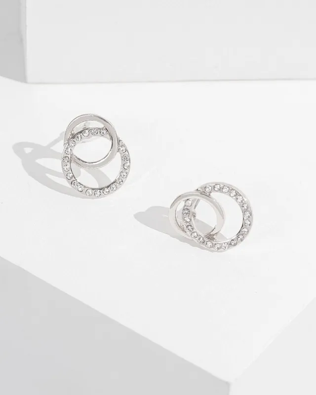 Silver Loops Pave Stud Earrings sold by Collete Hayman