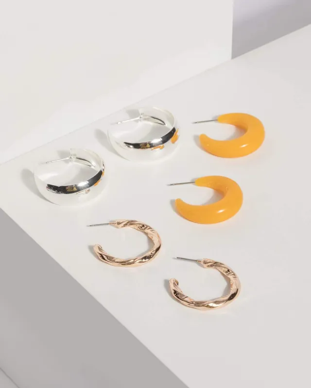 Multi Colour Textured Hoop Earrings sold by Collete Hayman