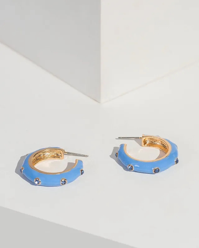 Blue Enamel Crystal Hoop Earrings sold by Collete Hayman