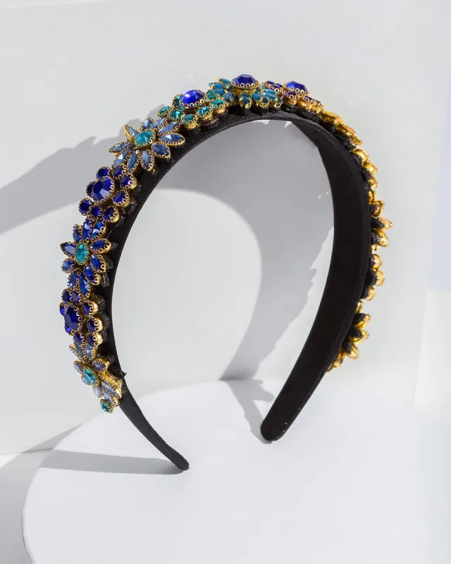 Blue Crystal Flower Headband sold by Collete Hayman