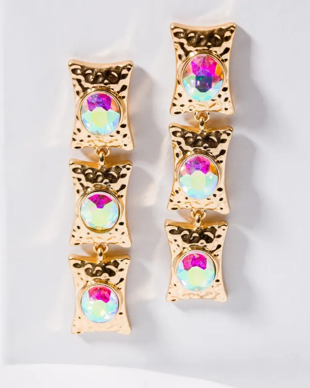 White Textured Rectangle With Crystal Earrings sold by Collete Hayman