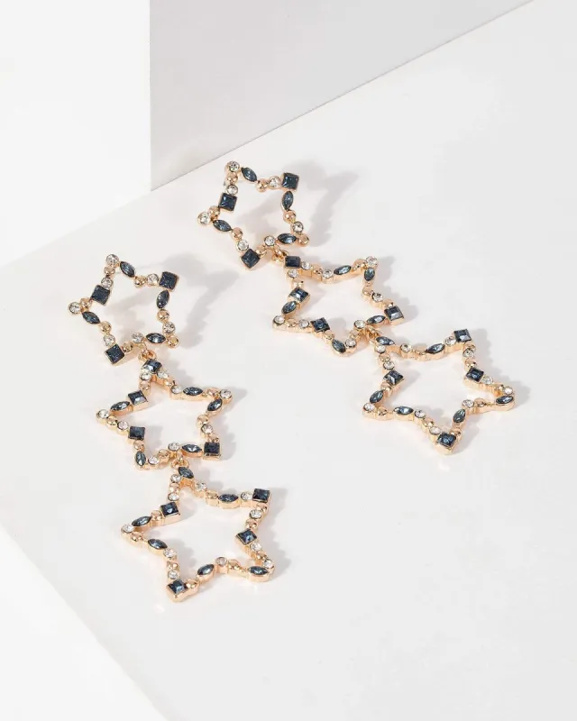Blue Pave Statement Star Earrings sold by Collete Hayman