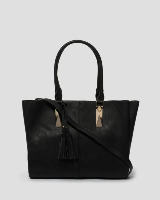 Black Stacey Tassel Tote Bag sold by Collete Hayman
