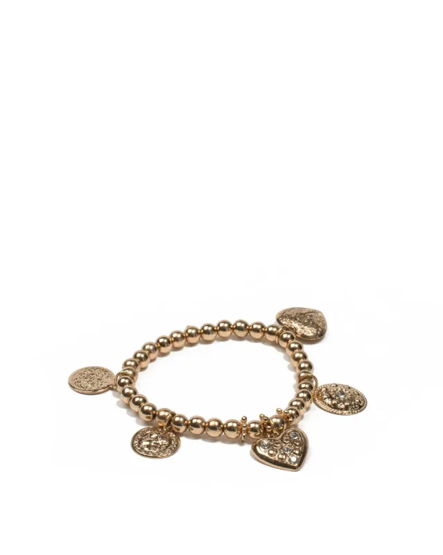 Gold Tone Metal Charm Stretch Bracelet sold by Collete Hayman
