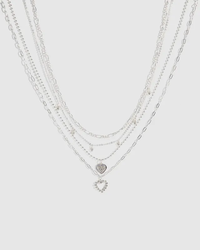 Silver Crystal Heart Layered Necklace sold by Collete Hayman