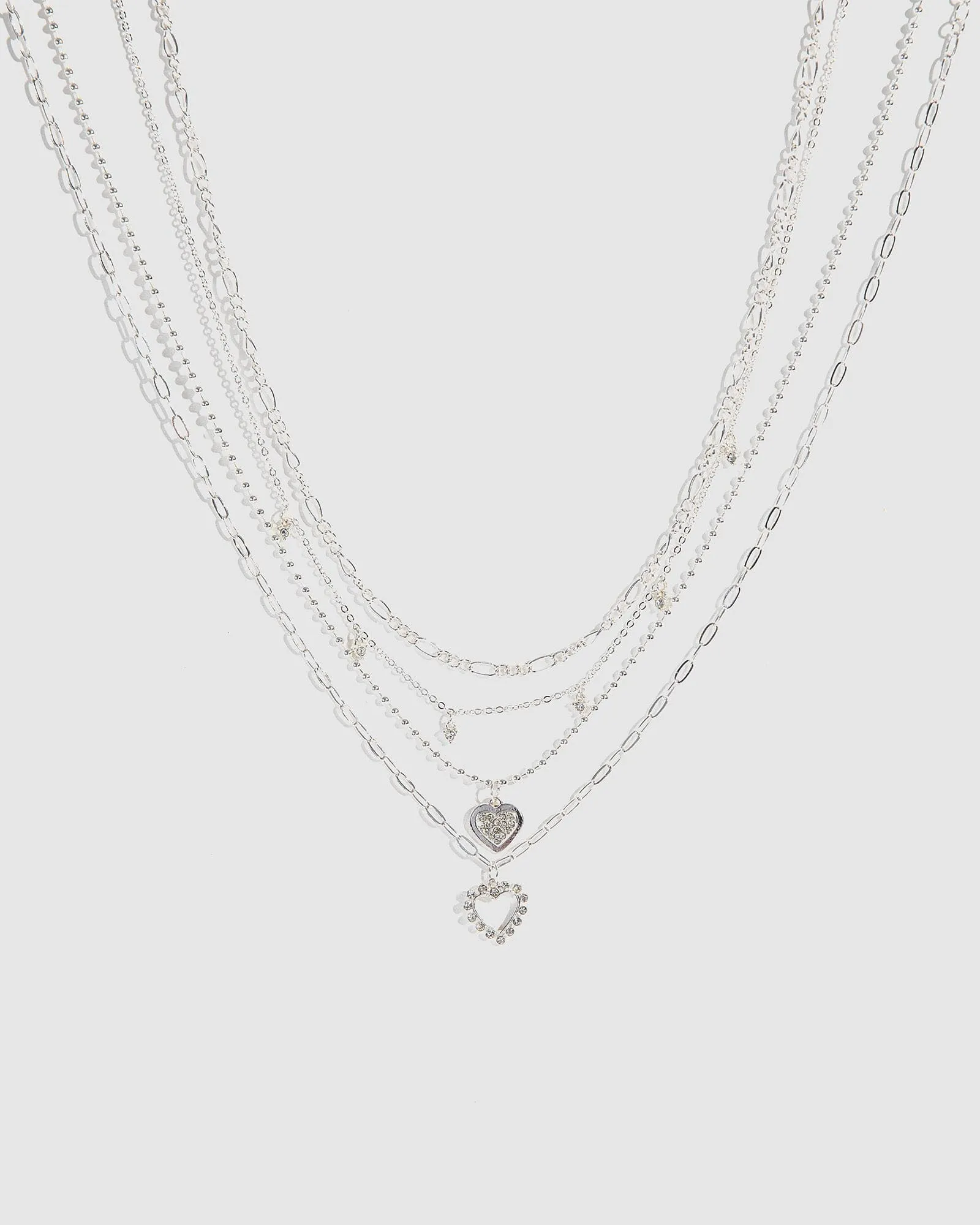Silver Crystal Heart Layered Necklace sold by Collete Hayman