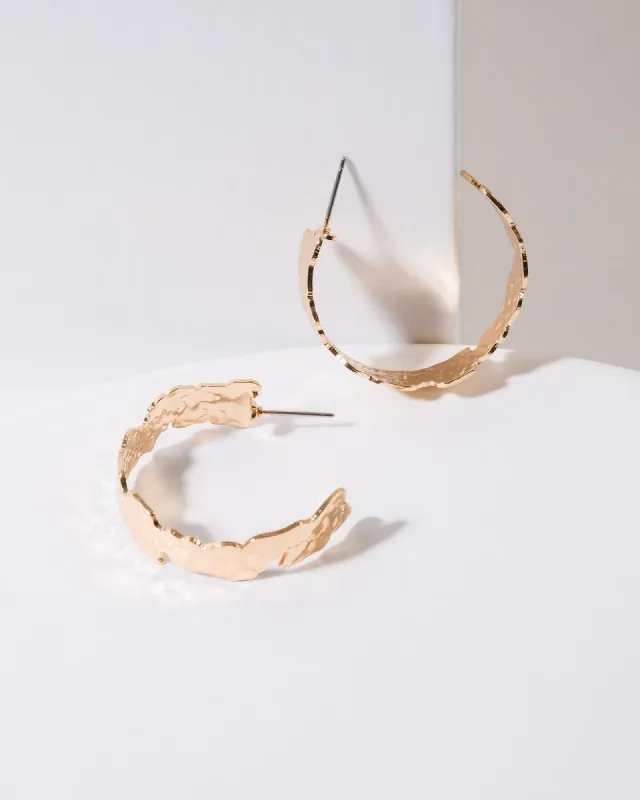 Gold Textured Plated Hoop Earrings sold by Collete Hayman
