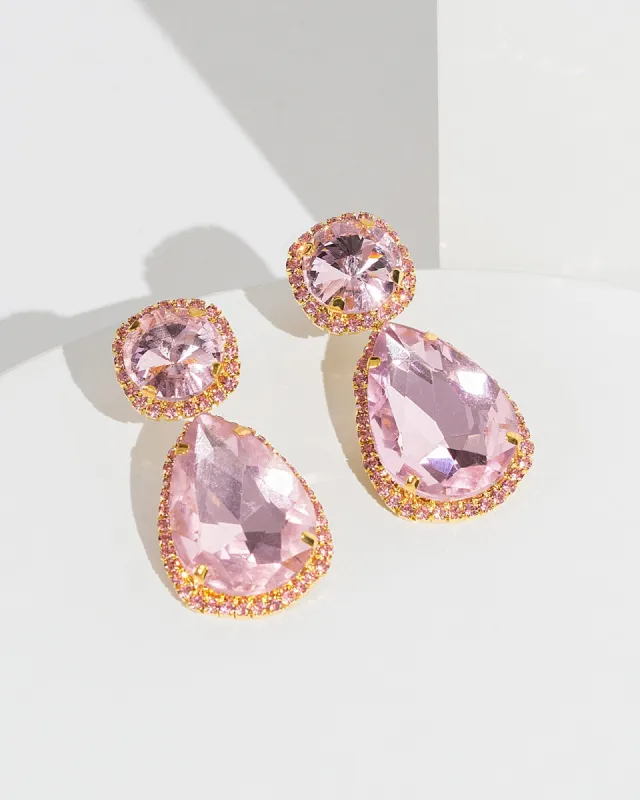 Pink Crystal Framed Earrings sold by Collete Hayman