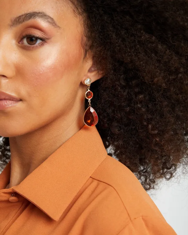 Orange Fine Crystal Drop Earrings sold by Collete Hayman