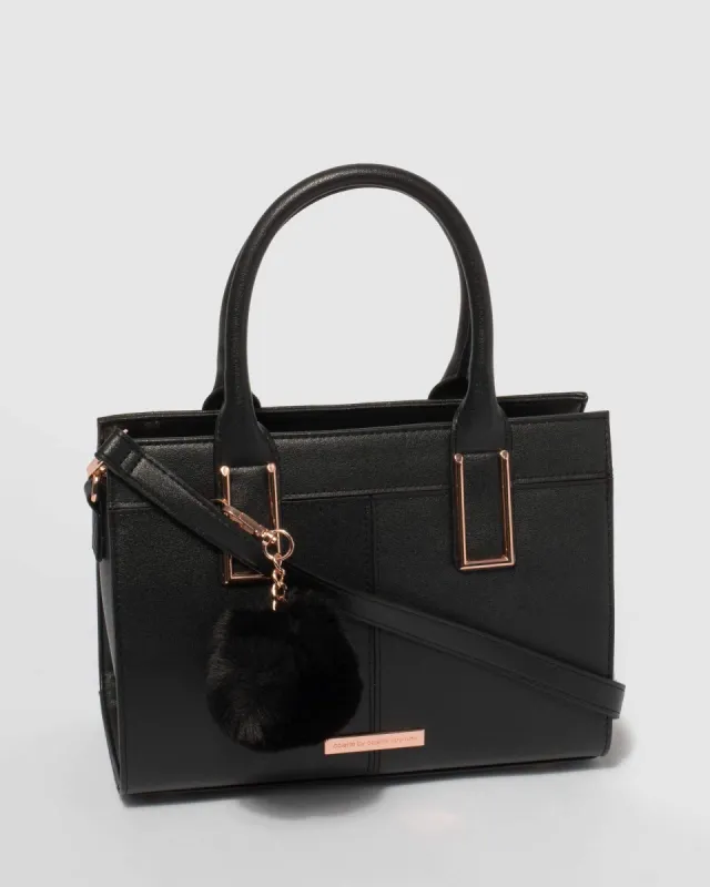 Black Smooth Stef Pom Pom Mini Bag sold by Collete Hayman