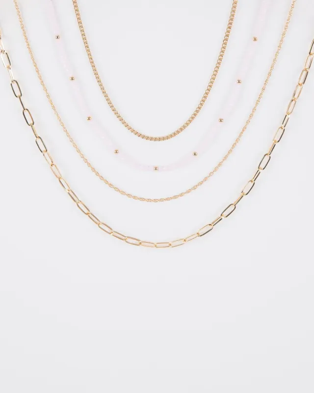 Pink Beaded Chain Layer Necklace sold by Collete Hayman