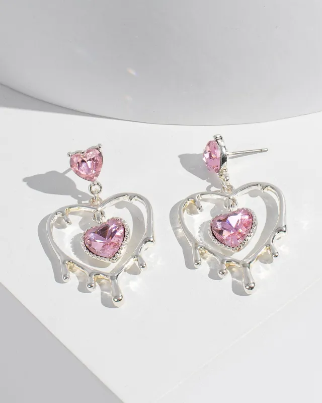 Pink Melting Heart Statement Earrings sold by Collete Hayman