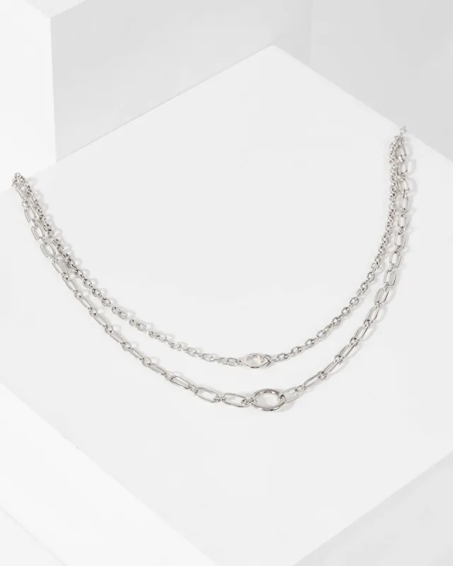 Silver Chain Link Chunky Layered Necklace sold by Collete Hayman