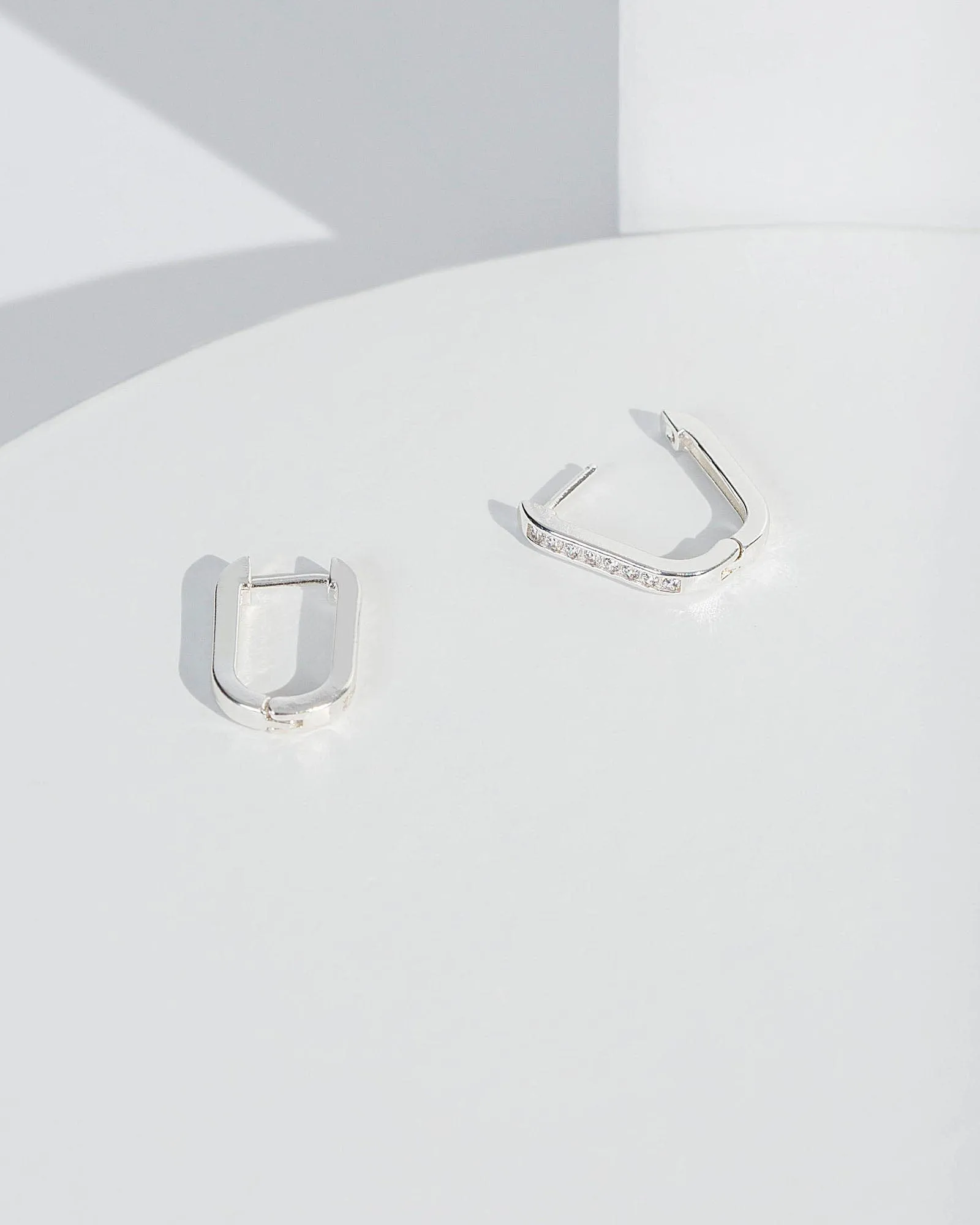 Crystal Fine Cubic Zirconia Rectangle Hoop Earrings sold by Collete Hayman