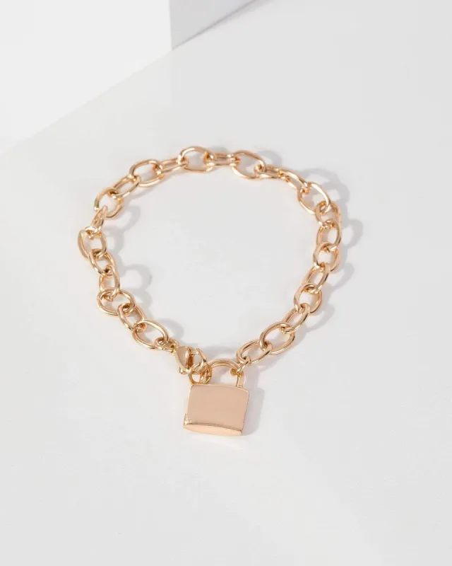 Gold Large Chain Lock Bracelet sold by Collete Hayman