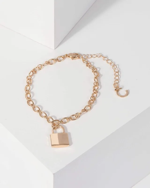 Gold Medium Chain Lock Bracelet sold by Collete Hayman