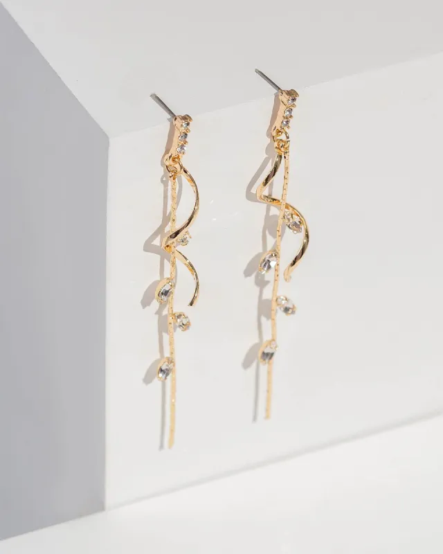 Gold Spiral Leaf Drop Earrings sold by Collete Hayman