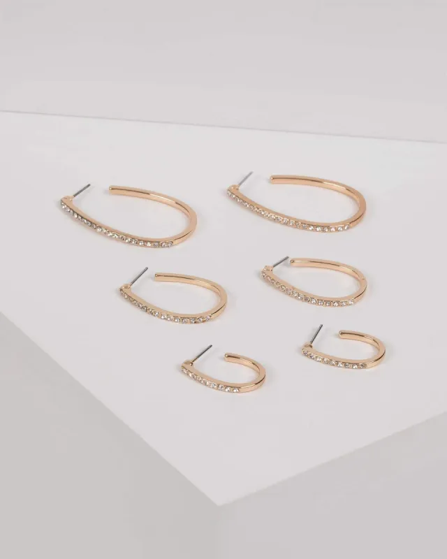 Gold Crystal Hoop Earring Set sold by Collete Hayman