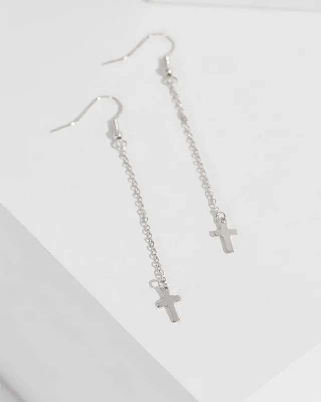 Silver Cross Hook Drop Earrings sold by Collete Hayman