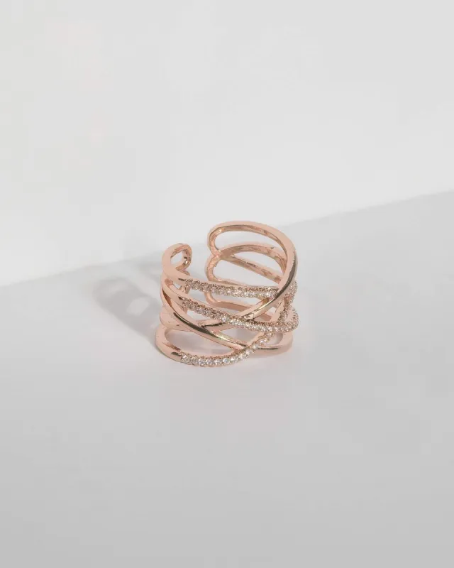 Rose Gold Cubic Zirconia Twist Band Ring sold by Collete Hayman