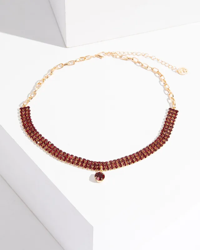 Red Crystal Cup Chain Choker Necklace sold by Collete Hayman