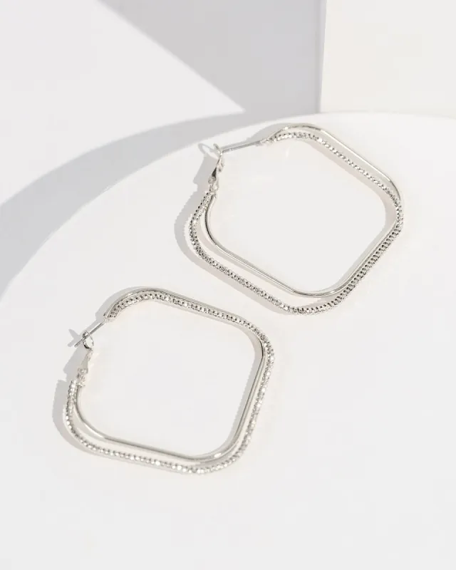 Silver Rounded Diamond Hoop Eearrings sold by Collete Hayman
