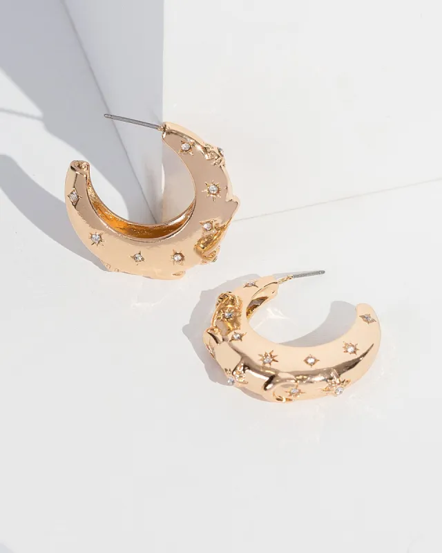 Gold Blue Starry Night Hoop Earrings sold by Collete Hayman