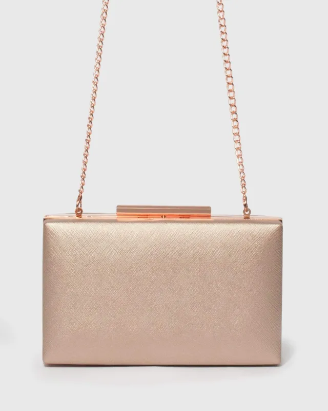 Rose Gold Jaimi Clutch Bag sold by Collete Hayman