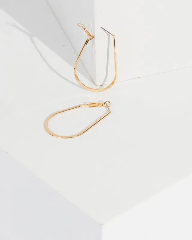 Gold Tear Drop Outline Hoop Earrings sold by Collete Hayman