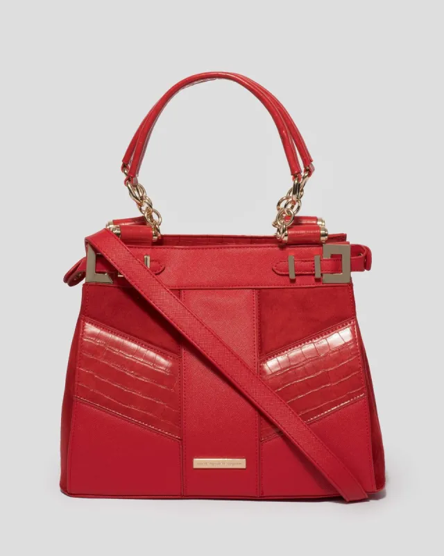 Red Nadine Bar Plate Tote Bag made by Collete Hayman