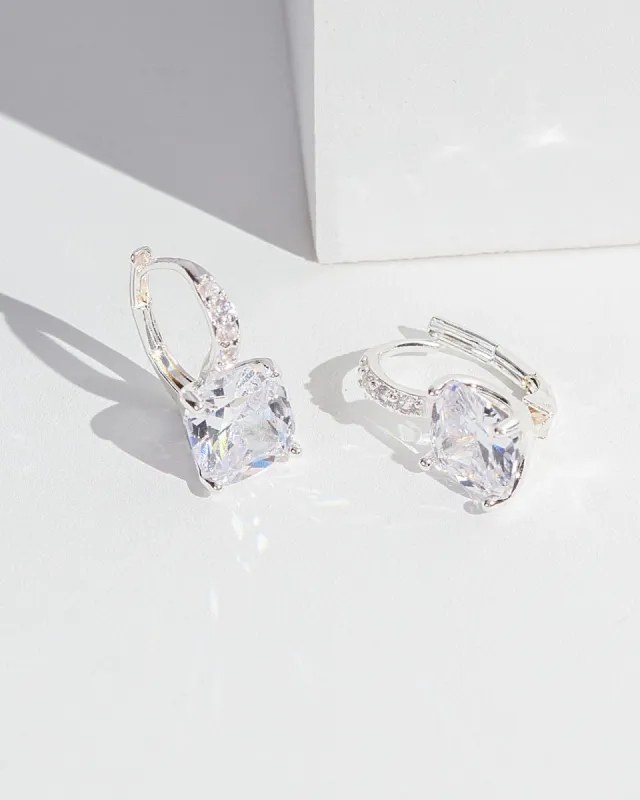 Crystal Square Huggie Hoop Earrings sold by Collete Hayman