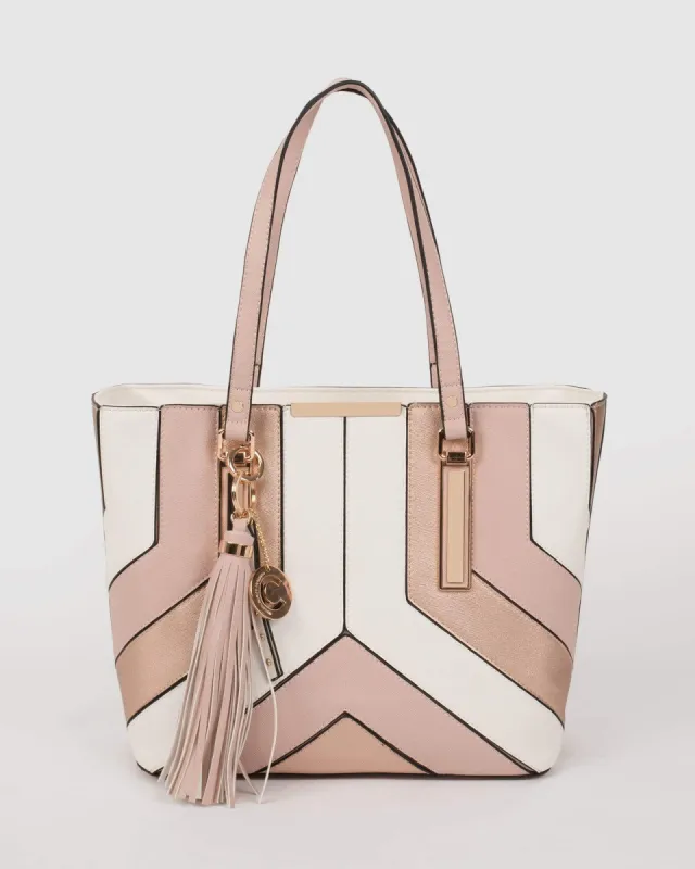 Pink Tegan Panel Tote Bag sold by Collete Hayman