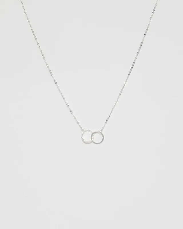 Silver Cubic Zirconia Double Ring Pendant Necklace sold by Collete Hayman
