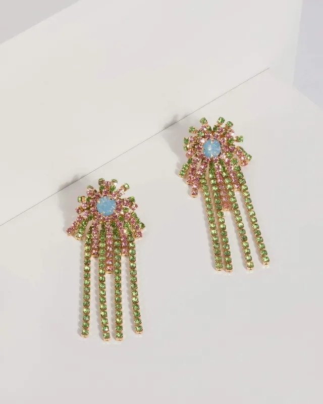 Multi Diamante Chain Burst Statement Earrings sold by Collete Hayman