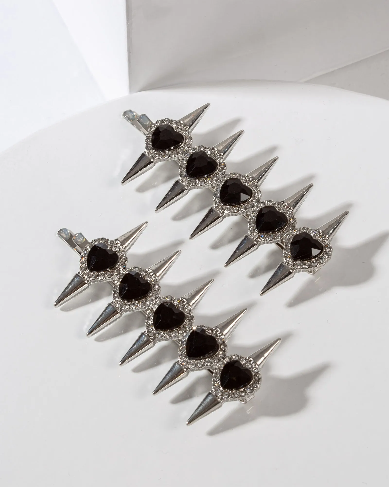Crystal 2 Pack Heart Spike Hair Slides sold by Collete Hayman