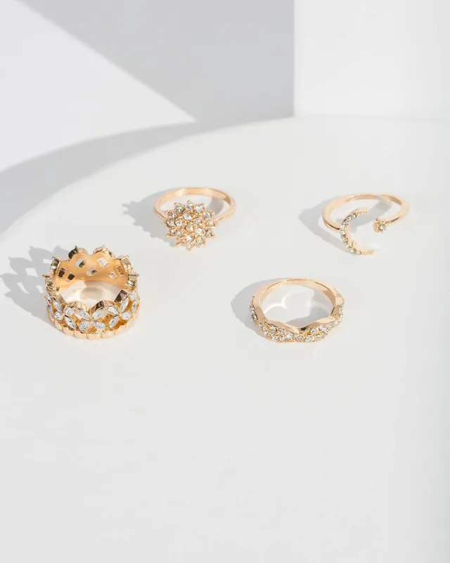 Gold Crystal Moon Ring Pack sold by Collete Hayman
