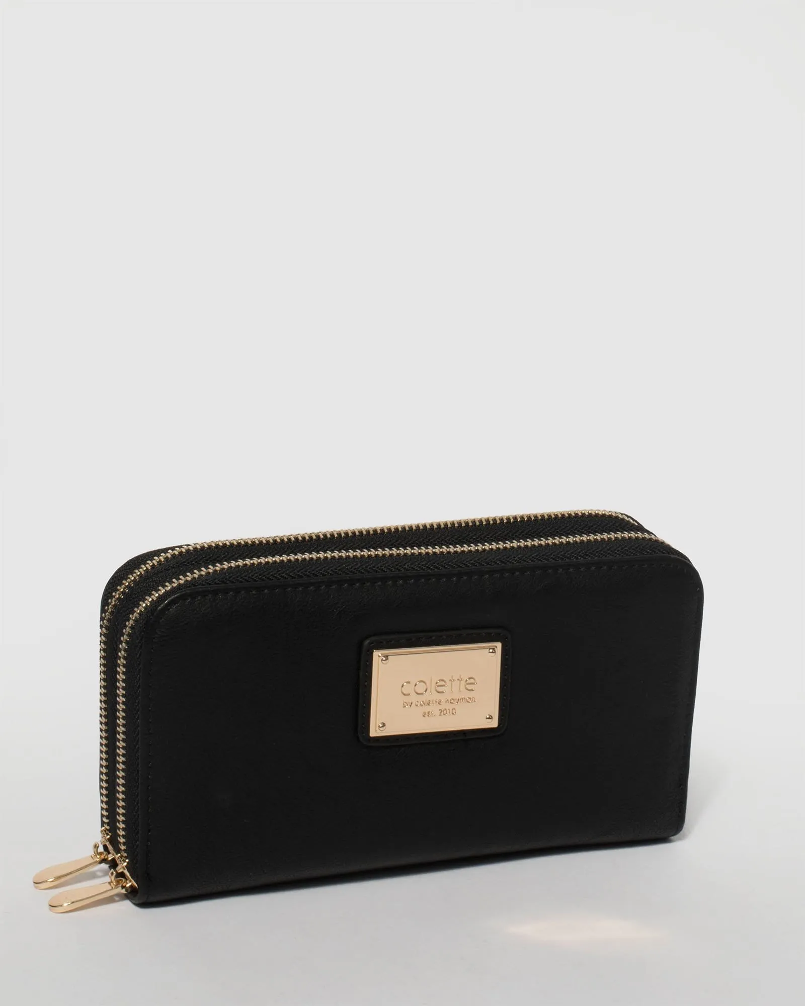 Black And Gold Zip Around Wallet sold by Collete Hayman