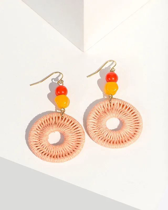 Orange Wrapped Beaded Drop Earrings sold by Collete Hayman