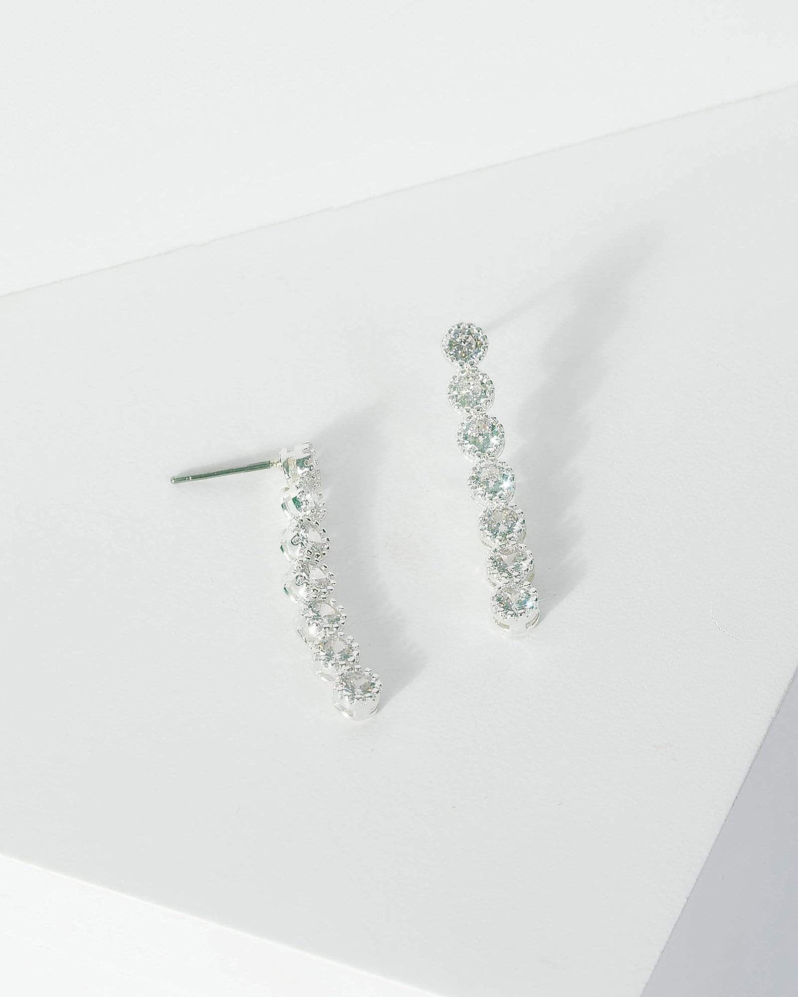 Silver Cubic Zirconia Multi Row Earrings sold by Collete Hayman