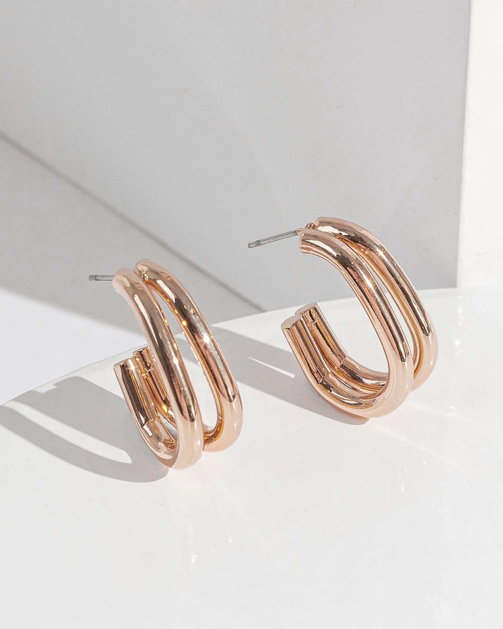 Rose Gold Two Row Oval Hoop Earrings sold by Collete Hayman product image thumbnail 2