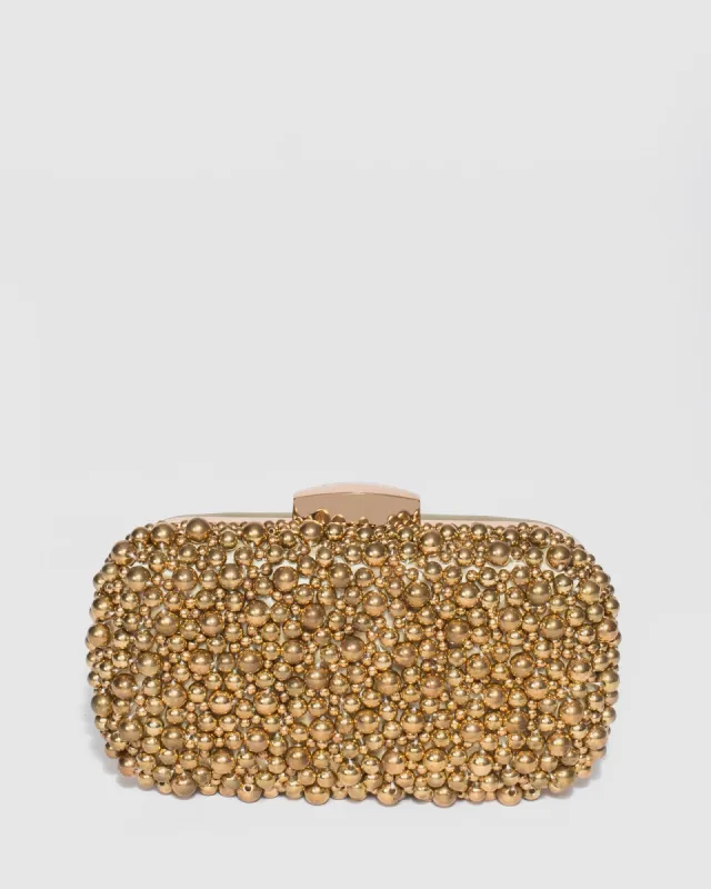 Gold Sarah Beaded Clutch Bag sold by Collete Hayman