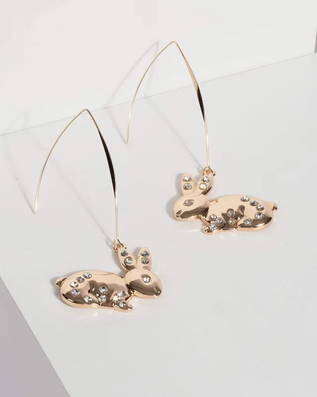 Gold Hooked Bunny Charm Earrings sold by Collete Hayman