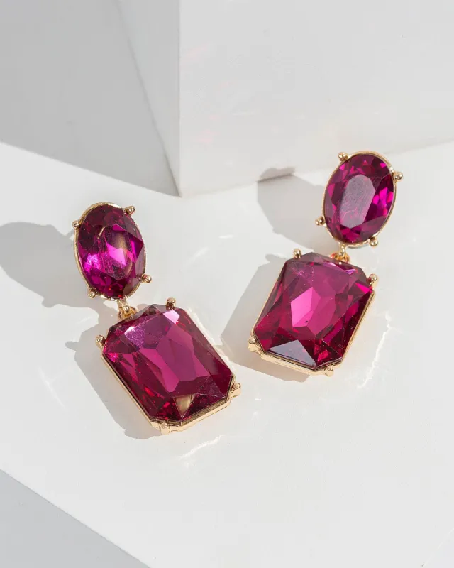 Pink Double Crystal Drop Earrings sold by Collete Hayman