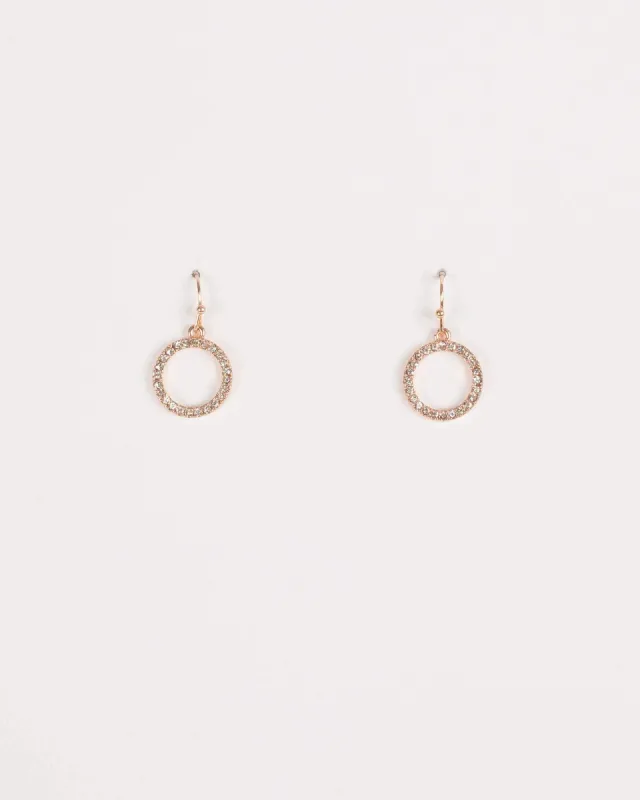 Rose Gold Round Diamante Drop Hoop Earrings sold by Collete Hayman