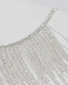 Silver Diamante Tassel Choker sold by Collete Hayman