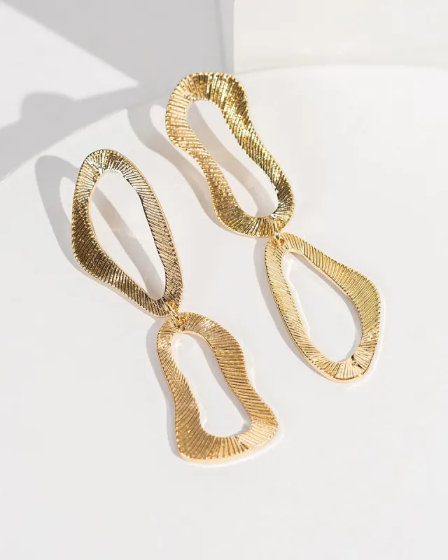 Gold Textured Wavy Oval Drop Earrings sold by Collete Hayman