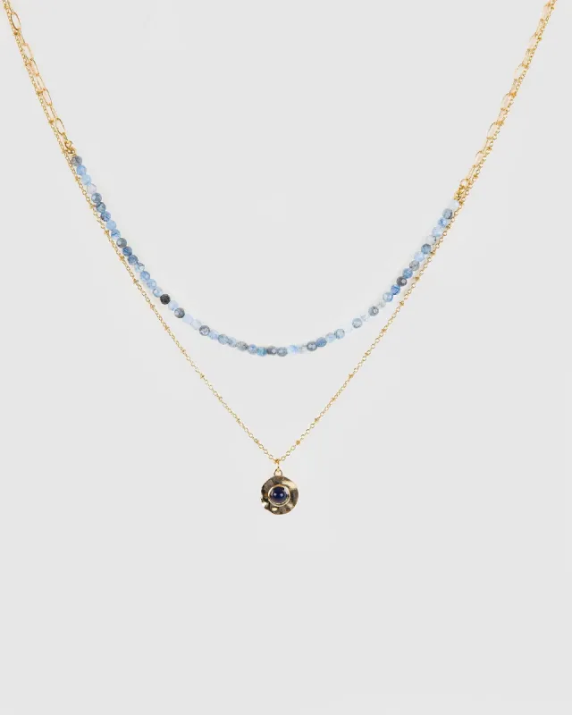 Blue Beaded Double Row Pendant Necklace sold by Collete Hayman